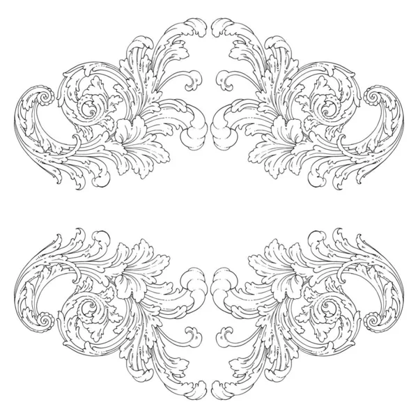 Decorative Baroque Ornament Element Vector Illustration — Vector de stock