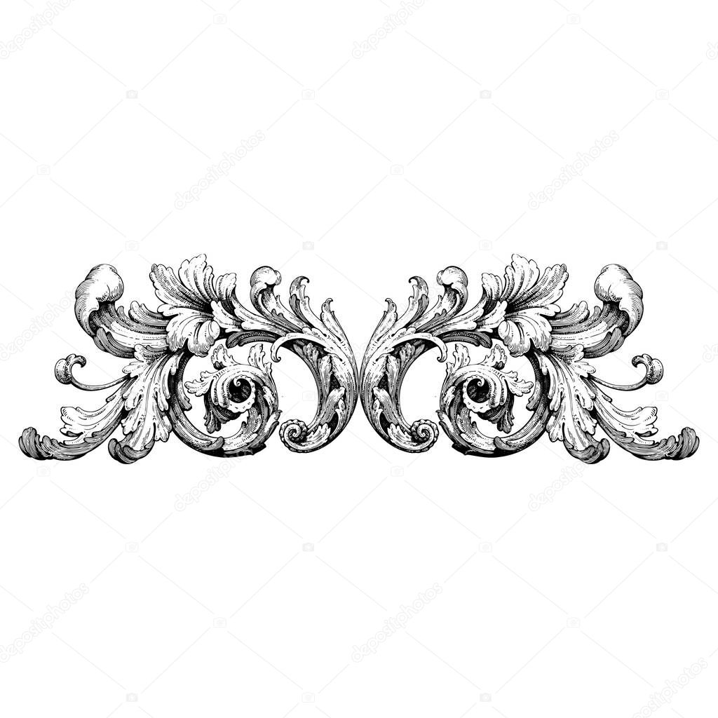 Decorative Baroque Ornament element, vector illustration