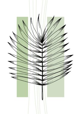 Tropical leaves Abstract Hand Painted Illustrations for Wall Decoration, Postcard, Social Media Banner, Brochure Cover Design Background. Modern Abstract Painting Artwork. Vector Pattern