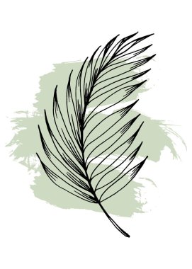 Tropical leaves Abstract Hand Painted Illustrations for Wall Decoration, Postcard, Social Media Banner, Brochure Cover Design Background. Modern Abstract Painting Artwork. Vector Pattern