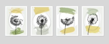 Hand drawn Dandelion Isolated botanical flower, leaves. Black and white engraved sketch ink art. Leaf plant botanical garden floral foliage. Wildflower drawing leaf illustration element. Sketch drawing
