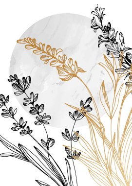 Duvar Dekorasyonu, Kartpostal, Sosyal Medya Afişi, Broşür Kapak Tasarımı için Lavanta El Boyalı Resimler. Modern Soyut Boyama Sanatı. Vektör Deseni