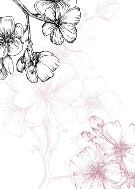 Sakura Abstract Hand Painted Illustrations for Wall Decoration, Postcard, Social Media Banner, Brochure Cover Design Background. Modern Abstract Painting Artwork. Vector Pattern