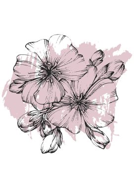 Sakura Abstract Hand Painted Illustrations for Wall Decoration, Postcard, Social Media Banner, Brochure Cover Design Background. Modern Abstract Painting Artwork. Vector Pattern