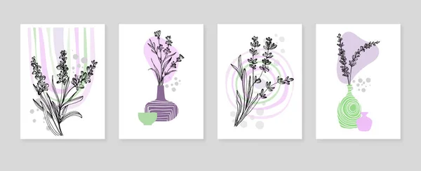 Lavender Абстрактні Ручні Розписані Ілюстрації Прикраси Стін Листівки Банер Соціальних — стоковий вектор