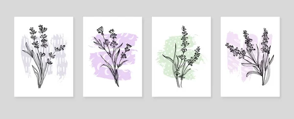 Lavendel Abstract Hand Geschilderde Illustraties Voor Wanddecoratie Ansichtkaart Social Media — Stockvector