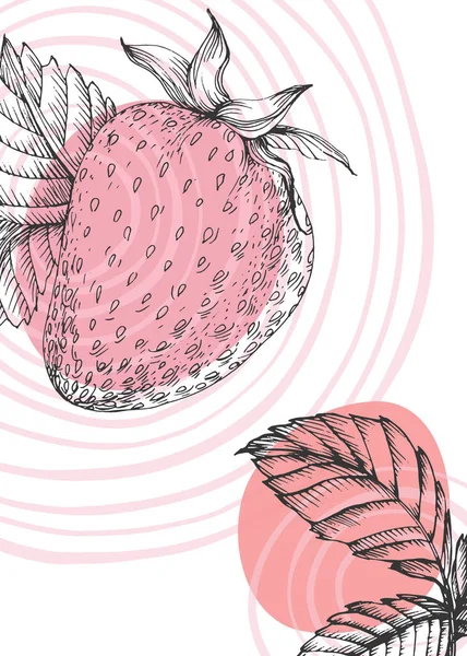 Strawberry Abstract Hand Painted Illustrations Wall Decoration Postcard Social Media — стоковый вектор