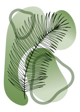 Set of Abstract Tropics Hand Painted Palm Illustrations for Wall Decoration, minimalist flower in sketch style. Postcard, Social Media Banner, Brochure Cover Design Background. Modern Painting Artwork