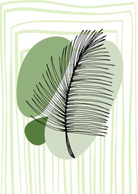 Set of Abstract Tropics Hand Painted Palm Illustrations for Wall Decoration, minimalist flower in sketch style. Postcard, Social Media Banner, Brochure Cover Design Background. Modern Painting Artwork