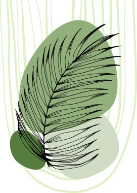 Set of Abstract Tropics Hand Painted Palm Illustrations for Wall Decoration, minimalist flower in sketch style. Postcard, Social Media Banner, Brochure Cover Design Background. Modern Painting Artwork