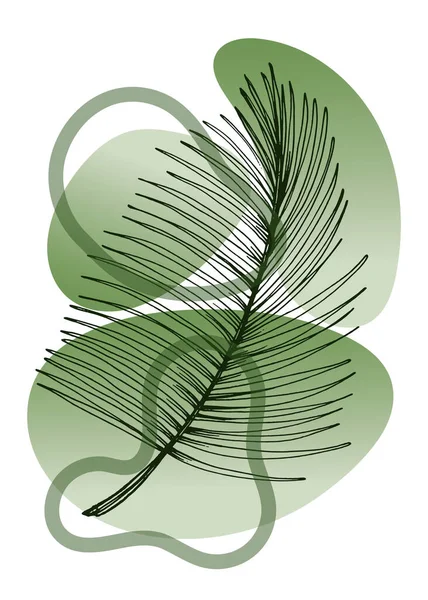 Set Abstract Tropics Hand Painted Palm Illustrations Wall Decoration Minimalist — 图库矢量图片