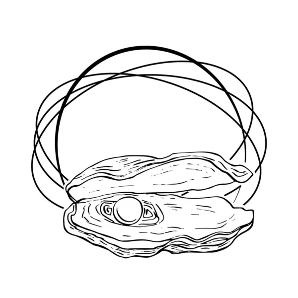 Ручний Намальований Логотип Морської Оболонки Рамка Кордон Промо Елемент Шаблон — стоковий вектор
