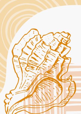 Duvar Dekorasyonu için el boyaması, robot resim tarzında minimalist kabuk. Kartpostal, Sosyal Medya Sancağı, Broşür Kapağı Tasarım Arkaplanı. Modern Soyut Resim.