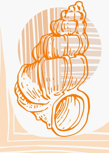 一套墙体装饰用抽象弹壳手绘图解 简约的素描式弹壳 明信片 社交媒体横幅 小册子封面设计背景 现代抽象绘画 — 图库矢量图片