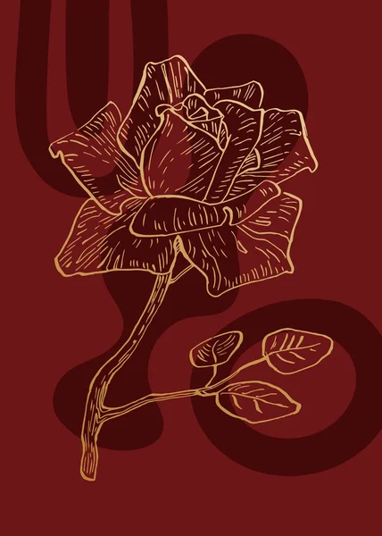 Zestaw Abstrakcyjnych Róż Ręcznie Malowane Ilustracje Dekoracji Ściennych Minimalistyczny Kwiat — Wektor stockowy