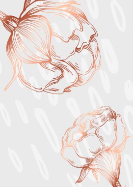 Duvar Dekorasyonu için El Boyalı Resimler, skeç tarzında minimalist çiçekler. Kartpostal, Sosyal Medya Sancağı, Broşür Kapağı Tasarım Arkaplanı. Modern Soyut Resim.