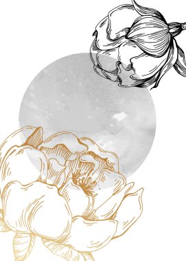 Duvar Dekorasyonu için El Boyalı Resimler, skeç tarzında minimalist çiçekler. Kartpostal, Sosyal Medya Sancağı, Broşür Kapağı Tasarım Arkaplanı. Modern Soyut Resim.