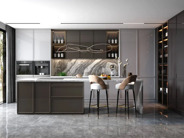 home kitchen interior, 3d render