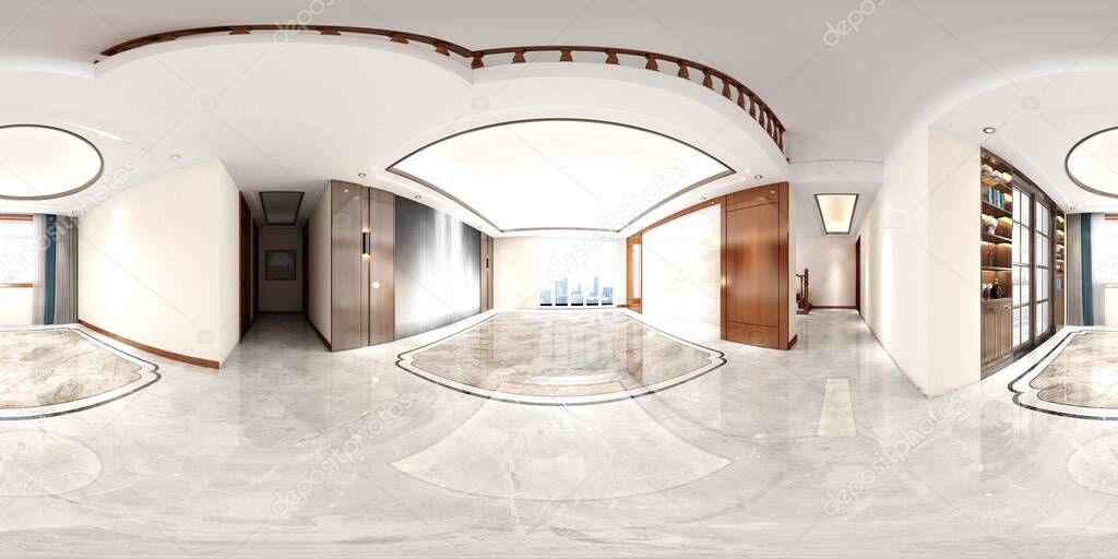 360 degrees working office interior. 3d render