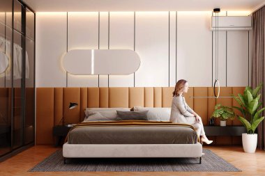 3D lüks otel odası.