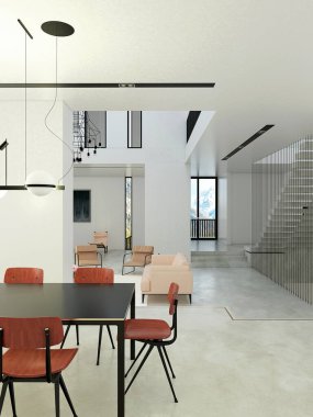 Ev oturma odasının 3D görüntüsü