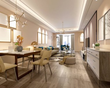 Oturma odasının 3D görüntüsü