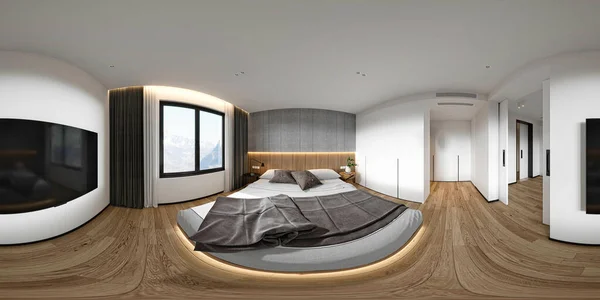 Otel Odasının 360 Derecelik Sanal Gerçeklik Görüntüsü — Stok fotoğraf