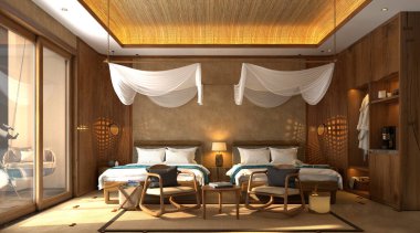 3D lüks otel odası.