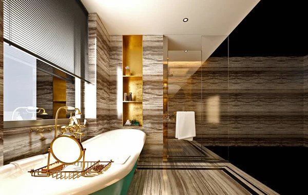 ヴィンテージレトロスタイルの豪華な客室の3Dレンダリング — ストック写真