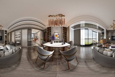 3D lüks kafe restoranı dış görünümü
