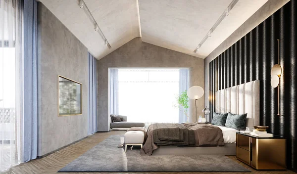 Boyutlu Modern Otel Odası Yatak Odası — Stok fotoğraf
