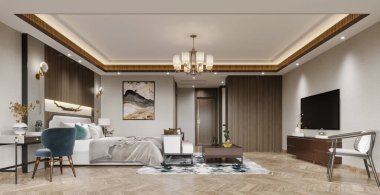 3D lüks otel odası.