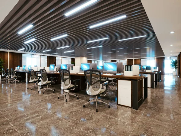 Render Modern Open Office — Stock Photo, Image