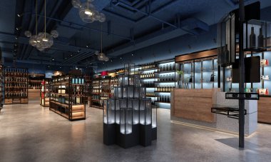 3D yiyecek ve içecek dükkanı.