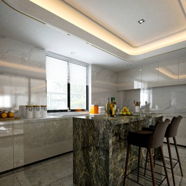 3D mutfak ve tezgah çubuğu