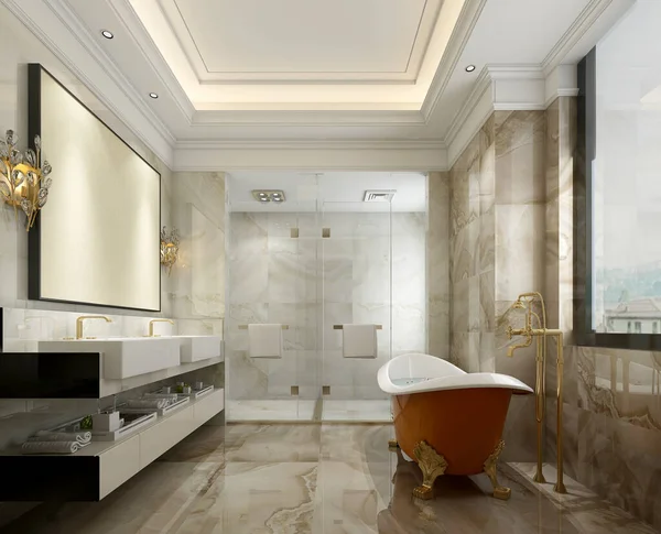 Render Luxury Modern Bathroom Tub — ストック写真