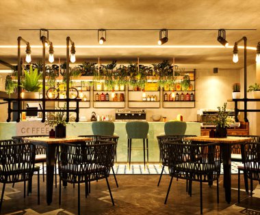 Cafe restoranının 3D görüntüsü 