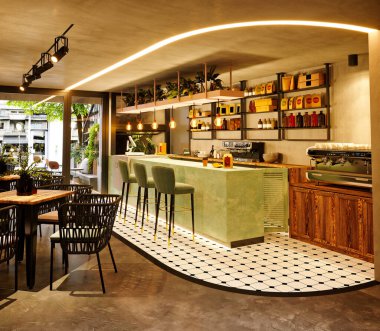 Cafe restoranının 3D görüntüsü