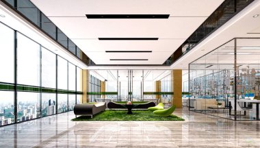 3d render modern çalışma alanı, ofis iç