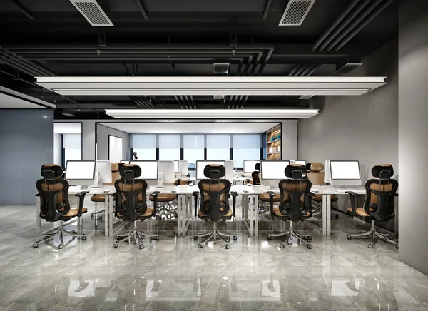 Renderizar Espacio Trabajo Moderno Interior Oficina — Foto de Stock