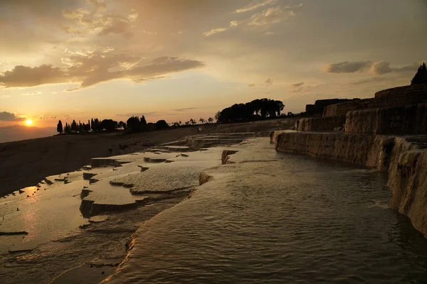 Pamukkale Travertines Hierapolis Ciudad Antigua Termas Termas Termas Terrazas — Foto de Stock