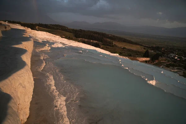 Pamukkale Travertinen Mit Thermalbädern Und Terrassen — Stockfoto