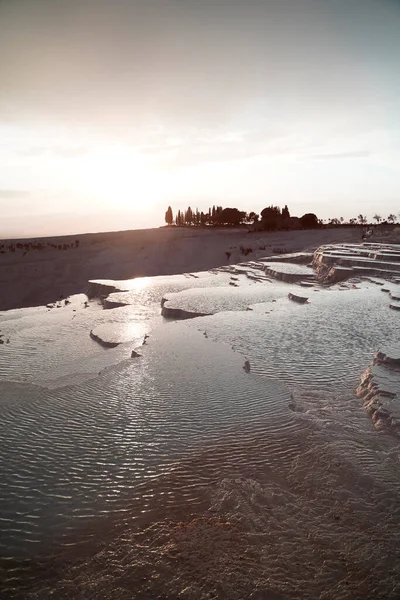 Pamukkale Travertin Termálfürdővel Terasszal — Stock Fotó