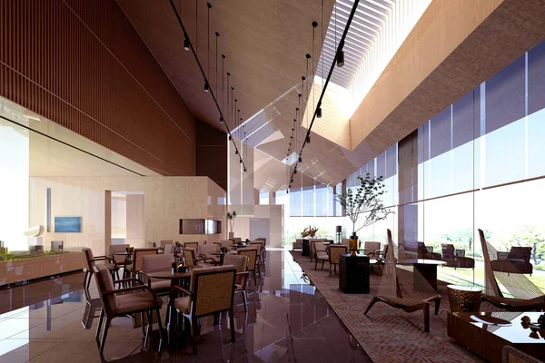 Render Luxury Hotel Lobby — Stock Photo, Image