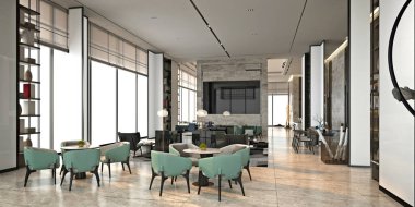 3D çalışma odası, ofis içi.