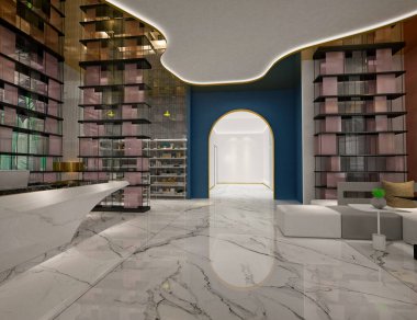 otel resepsiyonu 3D render