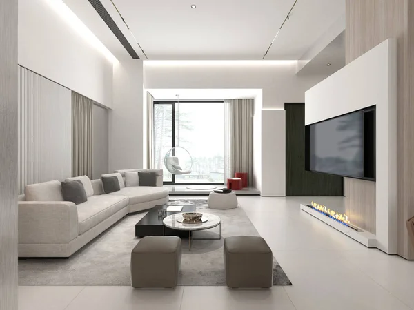 Render Luxury House Interior Living Room — Stock Photo, Image