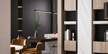 3d render of modern home interior  living and dining room