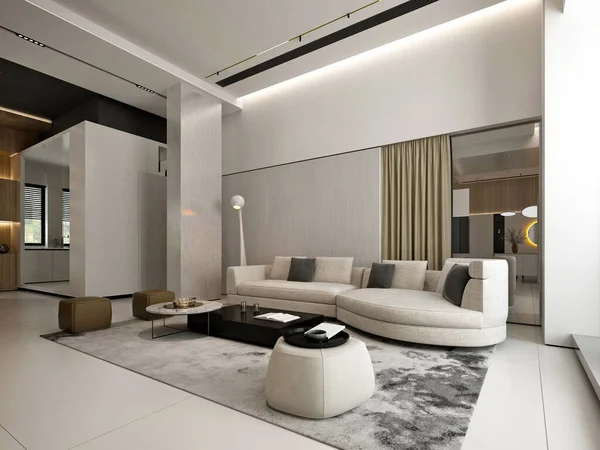 Render Modern Home Interior Living Dining Room — ストック写真