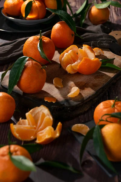 Fresh Raw Tangerine Dark Background Healthy Food Ingredients — Stock Photo, Image